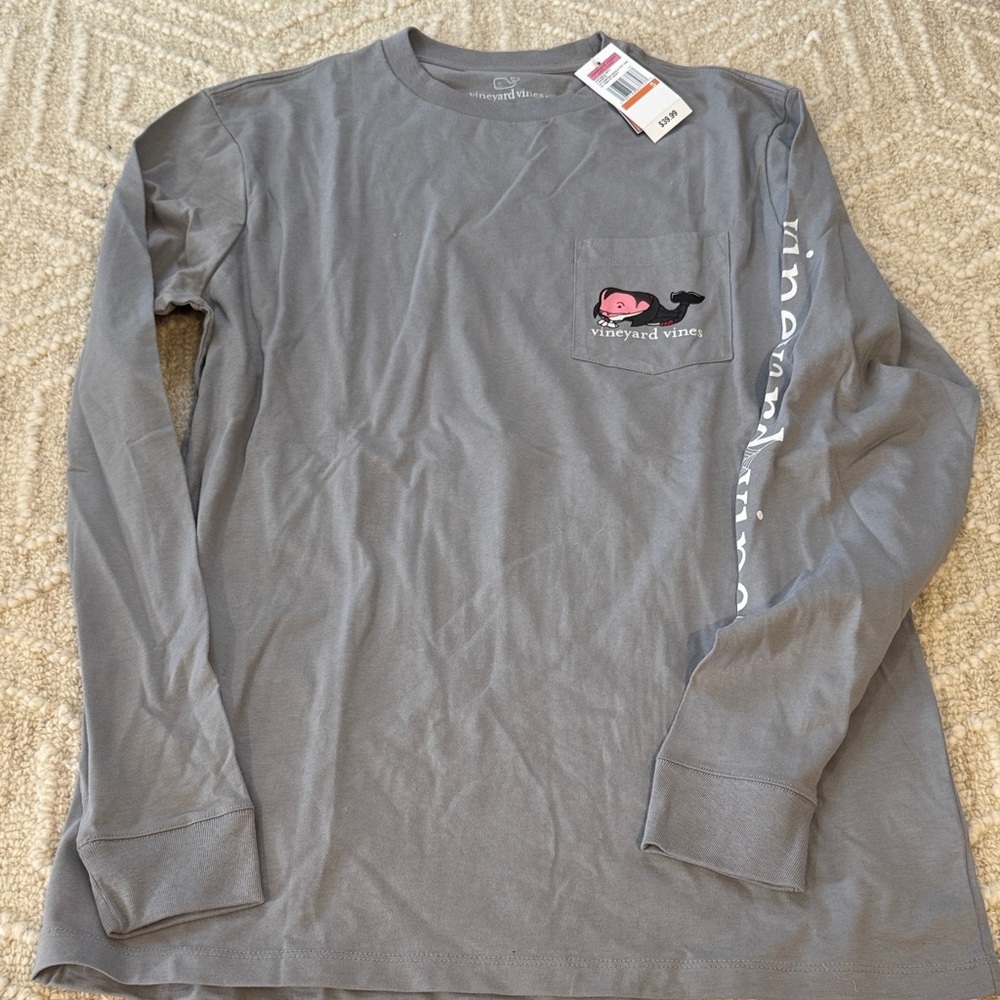 Vineyard Vines Halloween Gray Long Sleeve Tee with Logo